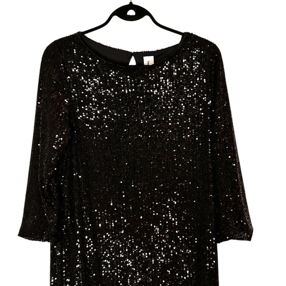 Smash + Tess Forever Frosted Dress-Black Sequin Midi Dress-Holiday New Years- XS - Picture 9 of 15